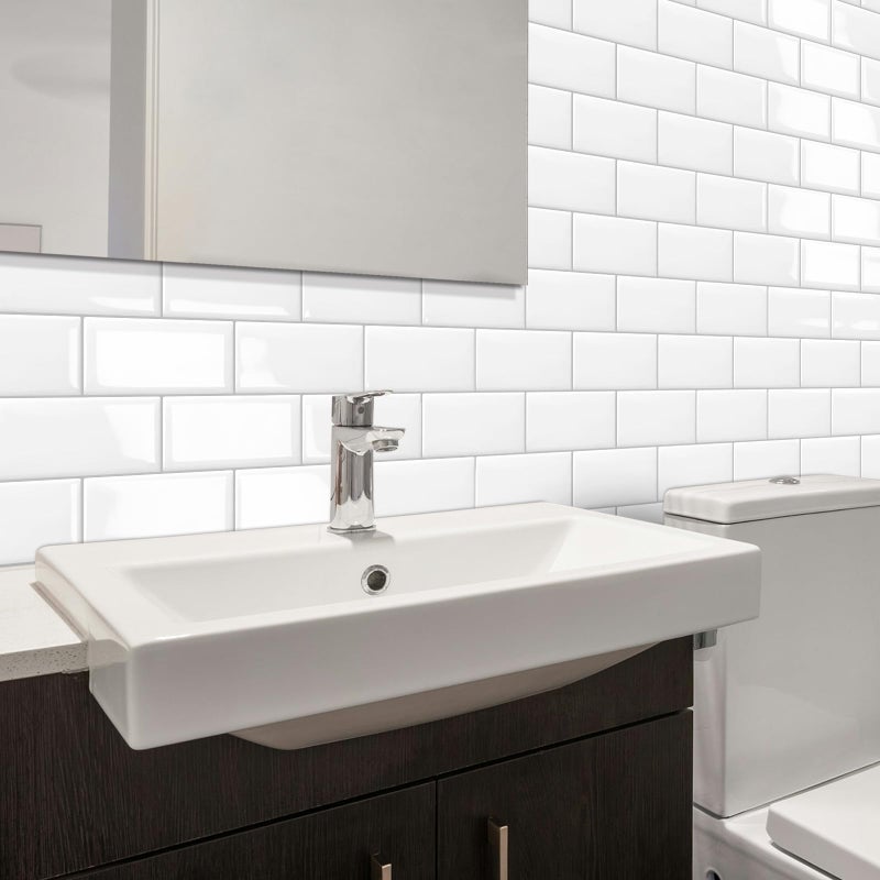 DEWOO 10 Thick White Subway Tile Peel and Stick Backsplash Self-Adhesive Wall Tiles for Kitchen and Bathroom - Image 3