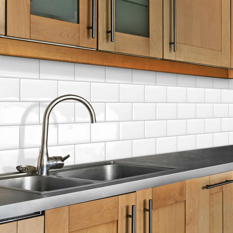 DEWOO 10 Thick White Subway Tile Peel and Stick Backsplash Self-Adhesive Wall Tiles for Kitchen and Bathroom - Image 5