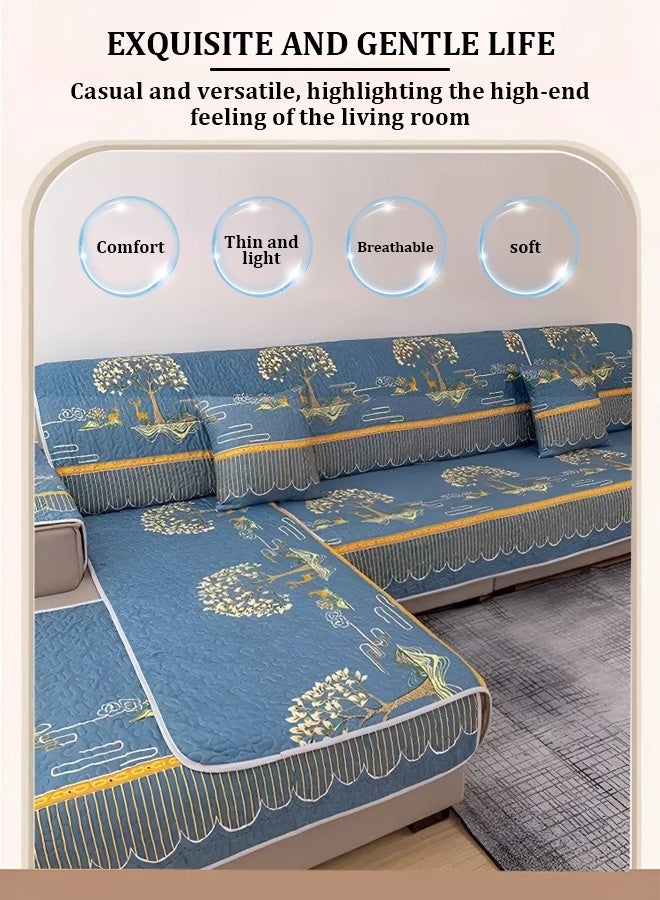 مجموعة وسادة أريكة مكونة من أربع قطع، وسائد أريكة منزلية مضادة للانزلاق، وسائد أريكة مقاومة للغبار والبقع، وبطانيات أريكة، بما في ذلك أغطية وسائد مسند الظهر. - Image 2