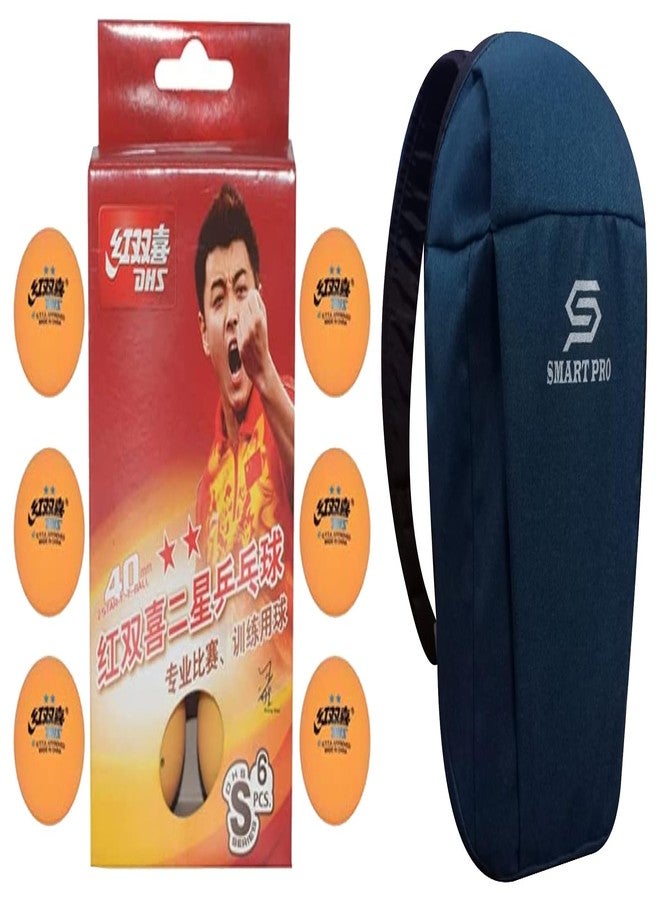 دي إتش أس كرة تنس الطاولة DHS S-S1840BY، إصدار سوبر ماركت بنجمتين (علبة من 6 قطع)، 60 قطعة مع غطاء Smart PRO TT الخاص، لون أزرق مخضر سريع - Image 1