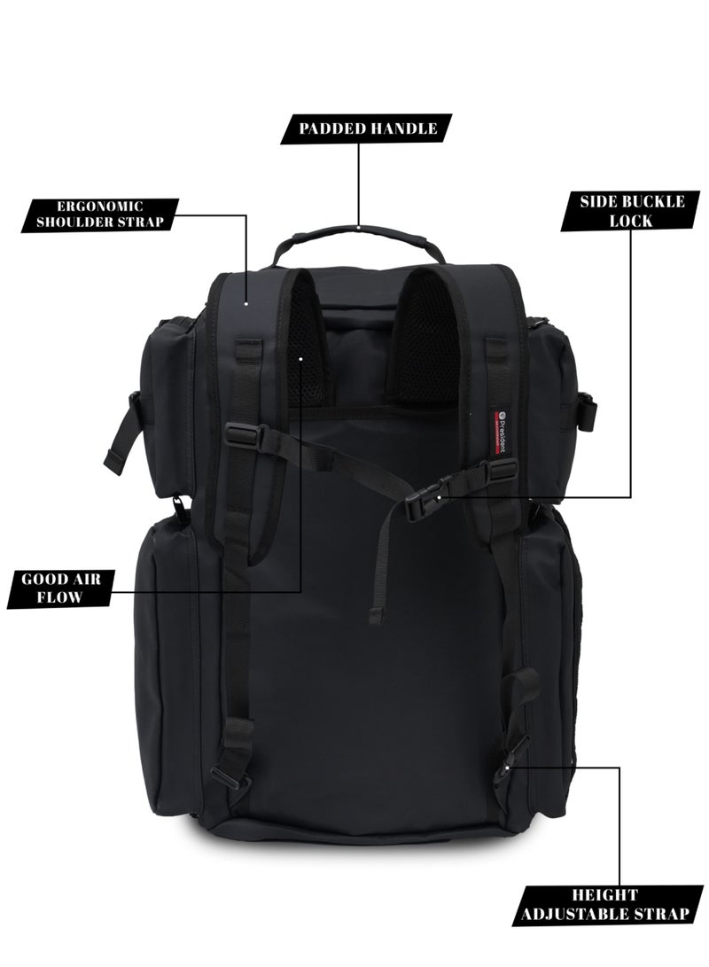PRESIDENT Premium 20" Inch Gym Bag with Shoes Compartment Sports Bag with Waterproof Pocket for Wet Towels Travel Duffel Bag for Men and Women ( BLACK ) model-BPP009 - Image 2