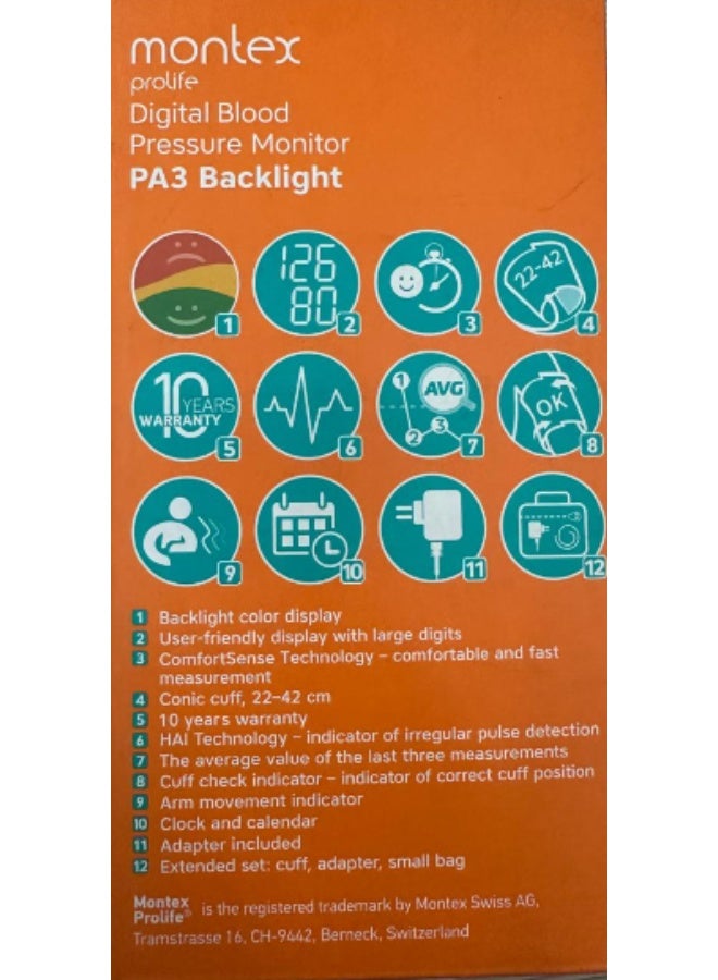 Prolife Montex PA3 Backlight Bp Monitor - Image 2
