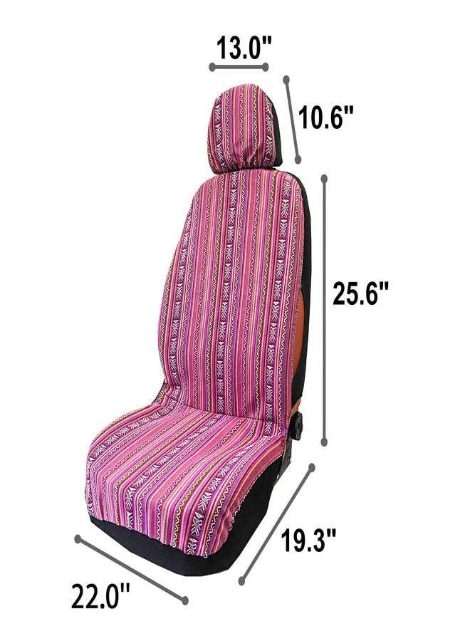 TAGMORE Pink Car Seat Cover Hippie Boho 4PCS Cute Automotive Interior CoversStripe Multi-Color Breathable, for Women Girls' GIF Universal fit for Sedan, Vans, Trucks, SUV - Image 3