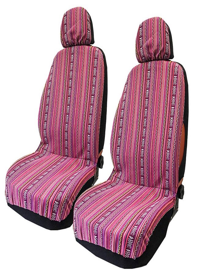 TAGMORE Pink Car Seat Cover Hippie Boho 4PCS Cute Automotive Interior CoversStripe Multi-Color Breathable, for Women Girls' GIF Universal fit for Sedan, Vans, Trucks, SUV