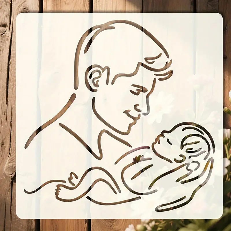 Cliths Father's Day Stencil (6x6 Inch) - Reusable Dad Template for Painting DIY Craft Kit for Walls, Fabric, Canvas - Family Theme Art Decor Plastic with Rounded Corners - Image 1