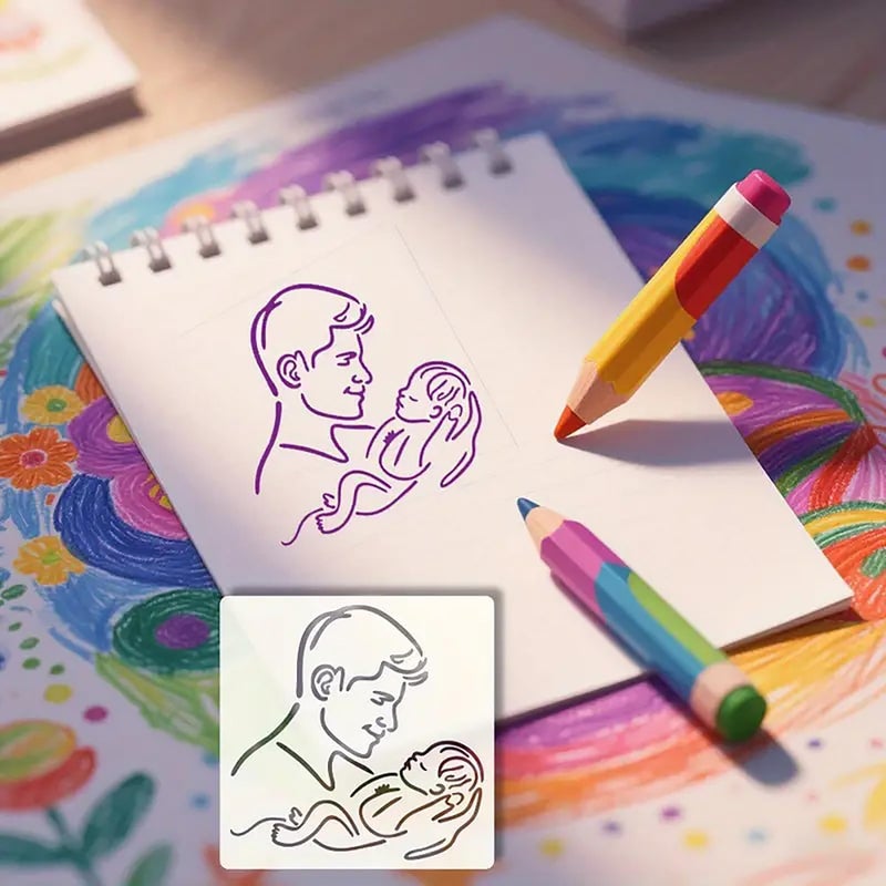 Cliths Father's Day Stencil (6x6 Inch) - Reusable Dad Template for Painting DIY Craft Kit for Walls, Fabric, Canvas - Family Theme Art Decor Plastic with Rounded Corners - Image 5