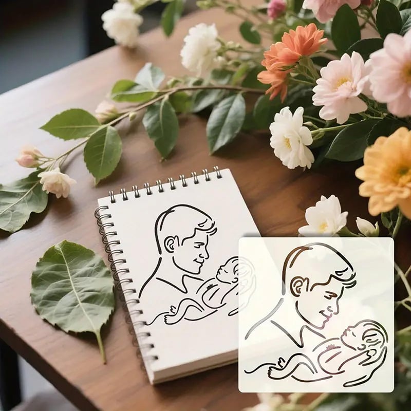 Cliths Father's Day Stencil (6x6 Inch) - Reusable Dad Template for Painting DIY Craft Kit for Walls, Fabric, Canvas - Family Theme Art Decor Plastic with Rounded Corners - Image 3
