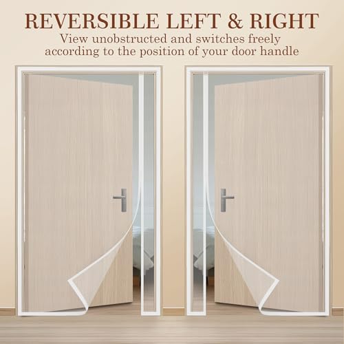 Yotache White Reversible Left Right Side Opening Magnetic Screen Door Fits Door Size 72 x 82, Unobstructed View Screen Mesh Net for Balcony, French, Sliding Glass Door, Actual Screen Size 74" x 83" - Image 3