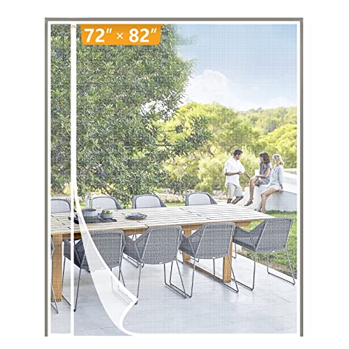 Yotache White Reversible Left Right Side Opening Magnetic Screen Door Fits Door Size 72 x 82, Unobstructed View Screen Mesh Net for Balcony, French, Sliding Glass Door, Actual Screen Size 74" x 83" - Image 1