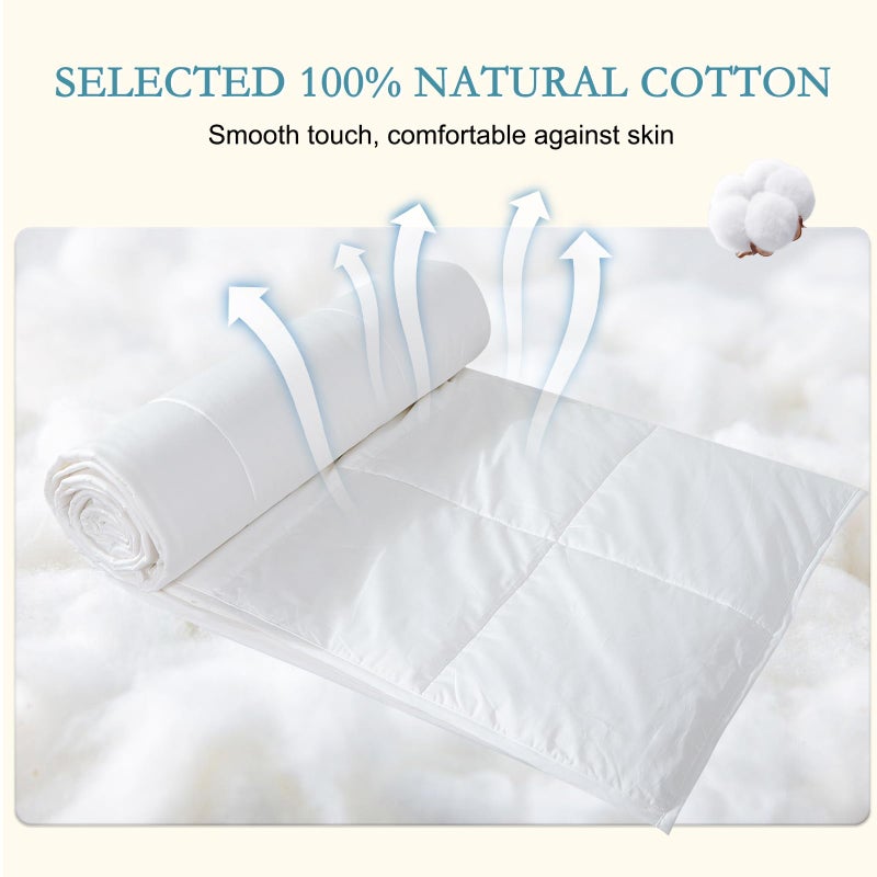 YOUR MOON Summer Lightweight Wool Comforter - Breathable & Thin Duvet Insert for Hot Sleepers, 100% Australian Wool Filling 100gsm with Pure Cotton Shell-Queen Size (White) - Image 5