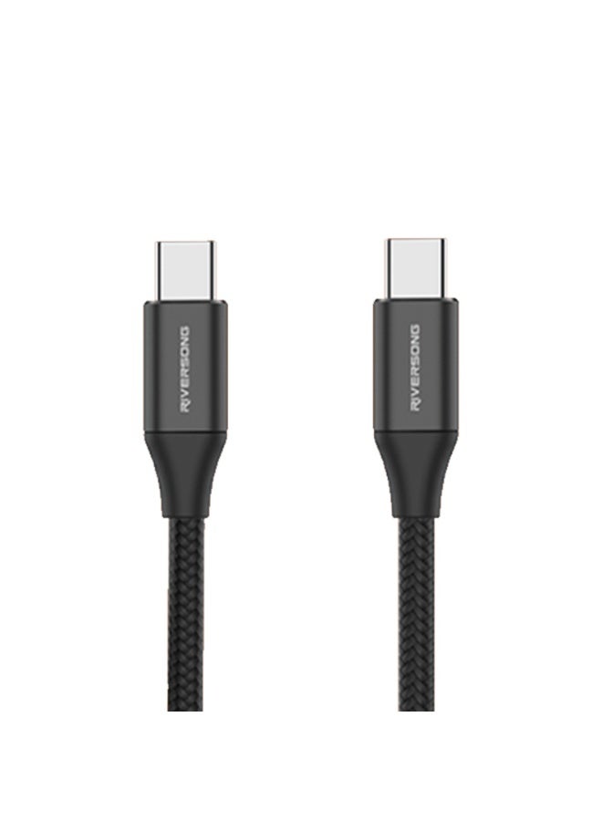 ريفرسونج كابل شحن ونقل بيانات Riversong Type-C إلى Type-C بطول 3 متر وقدرة 60 واط بتصميم مضفر عالي الكثافة وهيكل من سبائك الألومنيوم لمتانة طويلة الأمد - Image 1