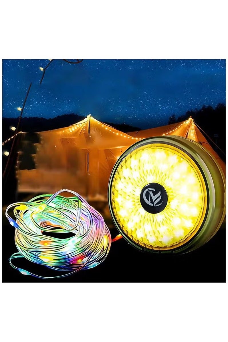 نيفيو سلسلة أضواء تخييم بطول 10 متر – مقاومة للماء، محمولة وسهلة التخزين بإضاءة دافئة متعددة الأوضاع – قابلة للشحن عبر USB مثالية للتخييم، رحلات الـRV، التنزه، والخروج في الهواء الطلق - Image 1