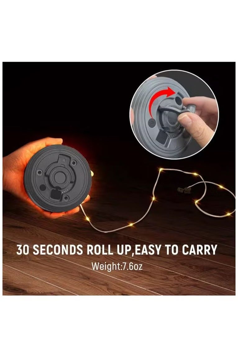 نيفيو سلسلة أضواء تخييم بطول 10 متر – مقاومة للماء، محمولة وسهلة التخزين بإضاءة دافئة متعددة الأوضاع – قابلة للشحن عبر USB مثالية للتخييم، رحلات الـRV، التنزه، والخروج في الهواء الطلق - Image 3