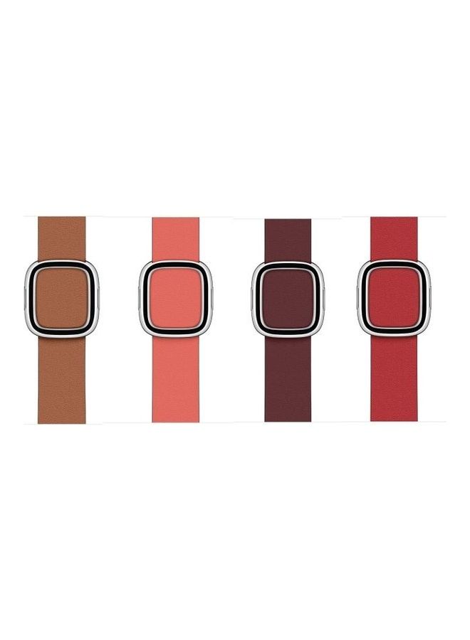 NIBEMINENT Modern Style Leather Watchband For Apple Watch Series 7/6/5/4/3/2/1/SE 41/40/38mm Red - Image 5