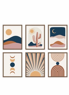KASTWAVE Wall Art Decor Boho Abstract Minimalist Wall Art Posters Mid Century Modern Prints Sun Moon Desert Bedroom Decor Nature Landscape Painting Canvas No Frame (8x10" 6 Pcs)  - Image 1