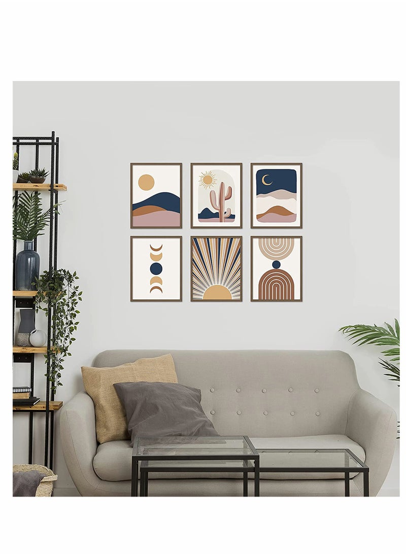 KASTWAVE Wall Art Decor Boho Abstract Minimalist Wall Art Posters Mid Century Modern Prints Sun Moon Desert Bedroom Decor Nature Landscape Painting Canvas No Frame (8x10" 6 Pcs)  - Image 4