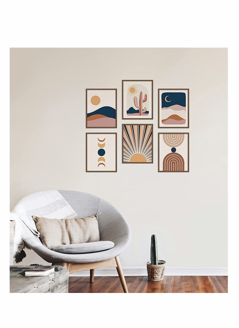 KASTWAVE Wall Art Decor Boho Abstract Minimalist Wall Art Posters Mid Century Modern Prints Sun Moon Desert Bedroom Decor Nature Landscape Painting Canvas No Frame (8x10" 6 Pcs)  - Image 2