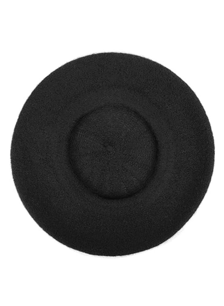 Women Beret Hat French Style Artist Beanie Cap Vintage Lady Cap, Black - Image 2