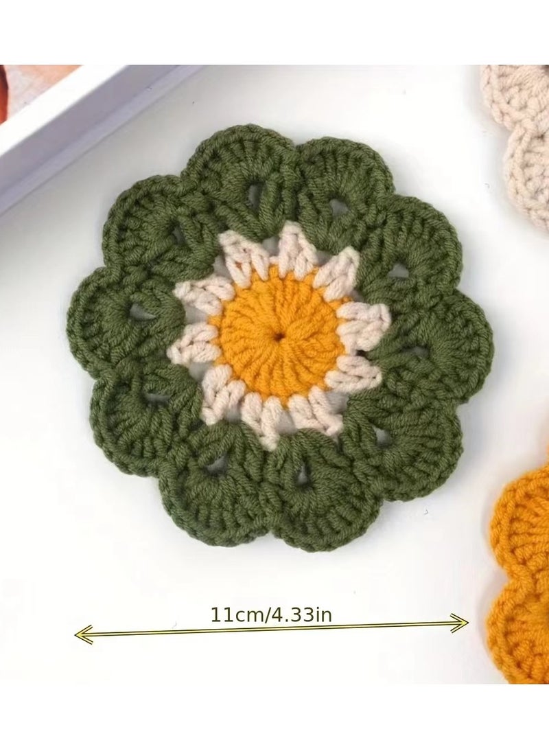 Hand-woven Coasters for Dining Room Table Placemats Living Room Coffee Table Decoration Set of 3 Round Coasters 3 Colors  - Image 2