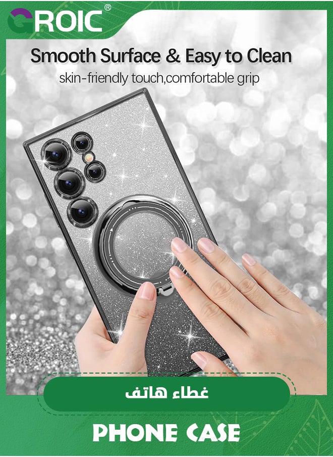 GROIC - For Samsung Galaxy S24 Plus Case with Magnetic Kickstand,Soft Cute Luxury Plating Bling Gradient Glitter Phone Shell,Compatible with MagSafe Clear Shockproof Back Cover for Galaxy S24 Plus 6.6'' - Image 1
