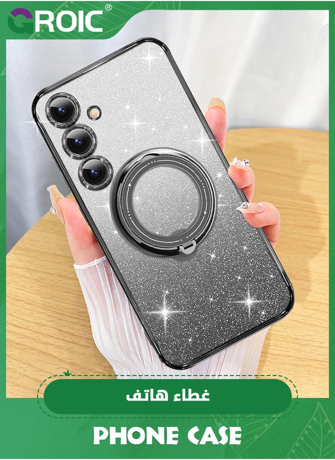 GROIC - For Samsung Galaxy S24 Plus Case with Magnetic Kickstand,Soft Cute Luxury Plating Bling Gradient Glitter Phone Shell,Compatible with MagSafe Clear Shockproof Back Cover for Galaxy S24 Plus 6.6'' - Image 1