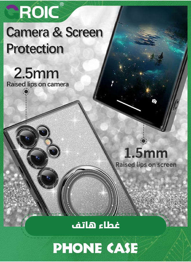 GROIC - For Samsung Galaxy S24 Plus Case with Magnetic Kickstand,Soft Cute Luxury Plating Bling Gradient Glitter Phone Shell,Compatible with MagSafe Clear Shockproof Back Cover for Galaxy S24 Plus 6.6'' - Image 1