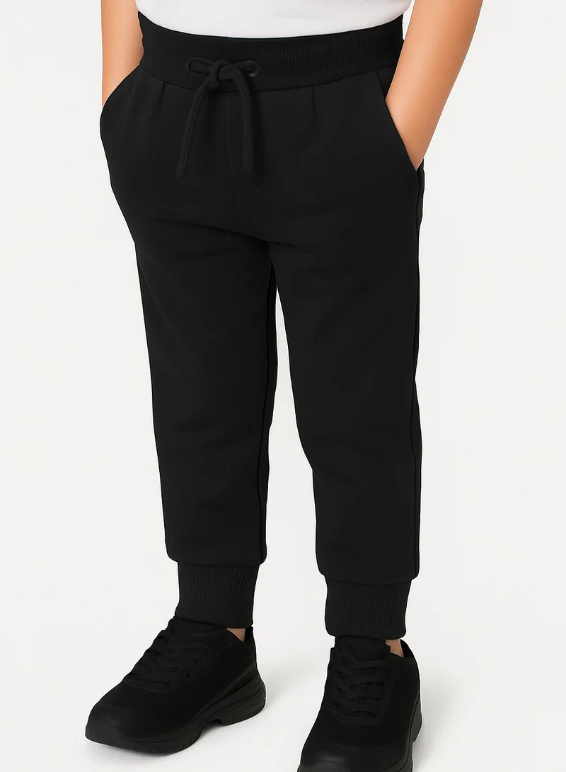 victor and jane Boys French Terry Joggers With Drawstring Closure – Black