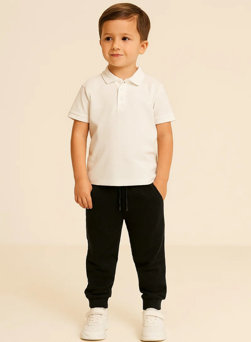victor and jane Boys French Terry Joggers With Drawstring Closure – Black