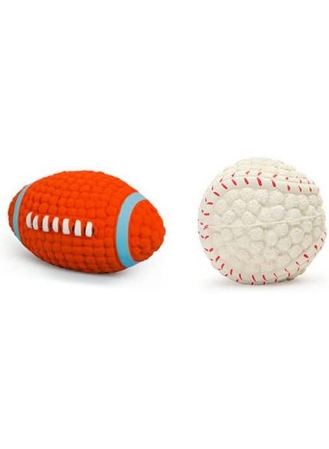Generic Non Toxic Natural Latex Rubber Dog Rugby Ball And Baseball - Soft, Bouncy  Durable For All Breed Dogs And Puppies - Set Of 2  - Image 1