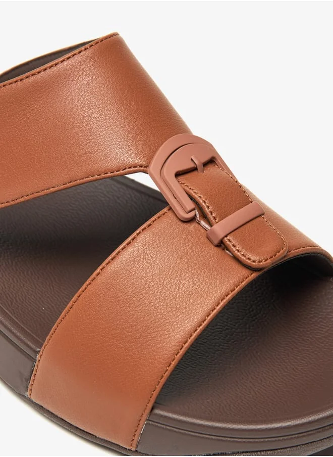 لو كونفورت Solid Slip-On Sandals with Buckle Accent