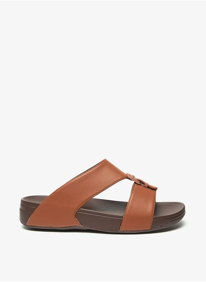 لو كونفورت Solid Slip-On Sandals with Buckle Accent