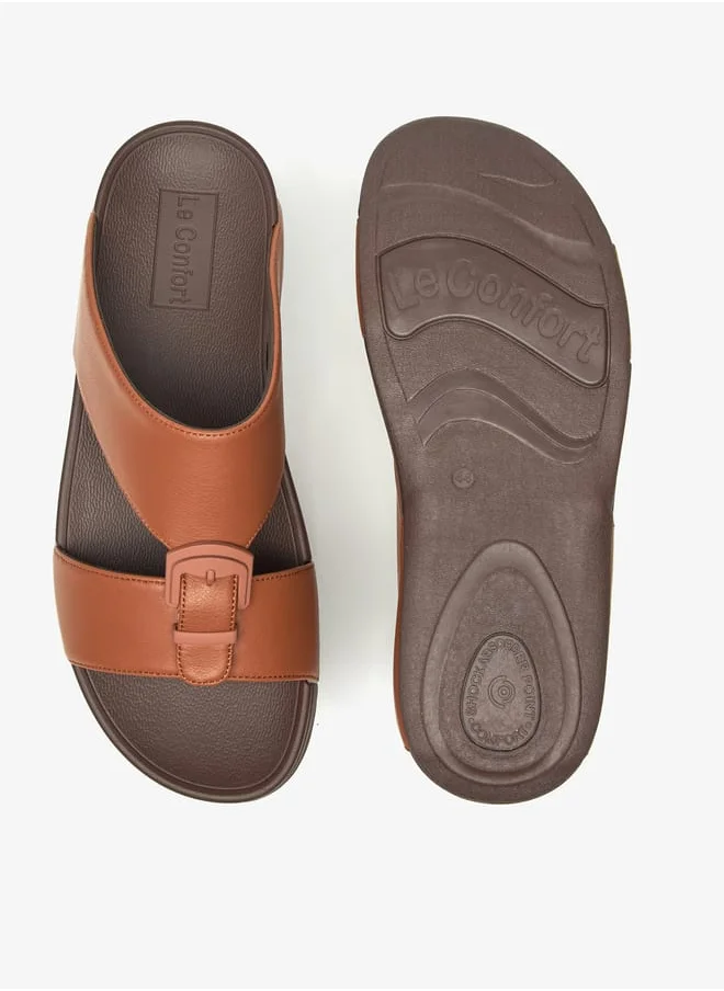 لو كونفورت Solid Slip-On Sandals with Buckle Accent