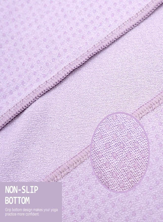 Eunzel Yoga Towel,Hot Yoga Mat Towel with Grip Dots Sweat Absorbent Non-Slip for Hot Yoga, Pilates and Workout 24" x72", Taro Purple - Image 3