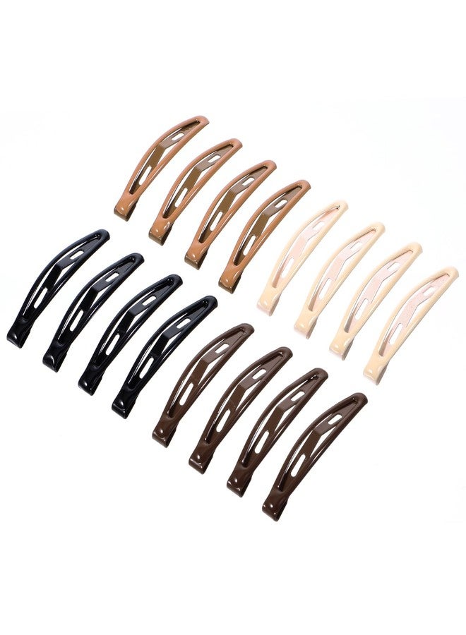 Ymapinc 16PCS Metal Snap Hair Clips for Women, Hair Barrettes for Thin Hair Women Non Slip, Dependable and Stylish Hair Accessory, Snap Barrettes for Women, Black, Tan, Brown, Cream, 2.36x0.79 Inches - Image 1