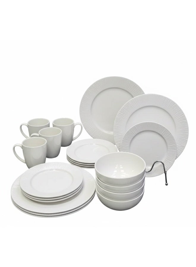 Timmy White 16 Pieces Dinner Set - Premium Porcelain Tableware, Minimal Design Plates, Bowls and Mugs for Home Dining, Durable, Chip-Resistant, Lightweight, Easy to Clean, Ideal for Daily Use - Image 1