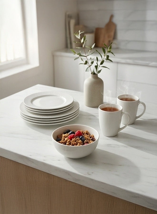 Timmy White 16 Pieces Dinner Set - Premium Porcelain Tableware, Minimal Design Plates, Bowls and Mugs for Home Dining, Durable, Chip-Resistant, Lightweight, Easy to Clean, Ideal for Daily Use - Image 4
