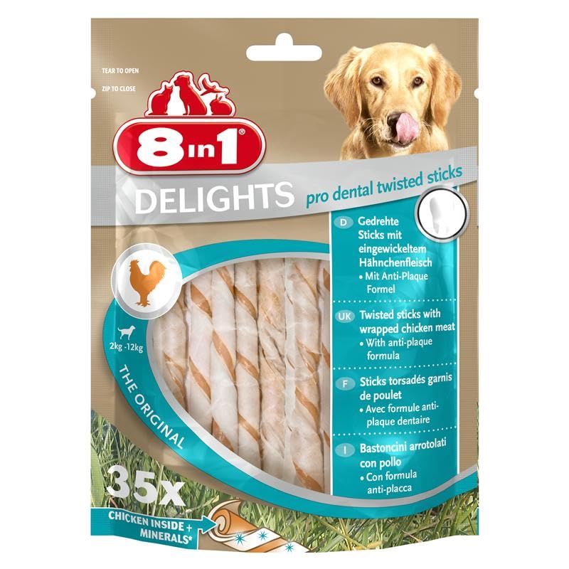 8in1 Pro Dental Twisted Sticks - healthy chew sticks for dogs for dental care, 35 pieces (pack of 1)