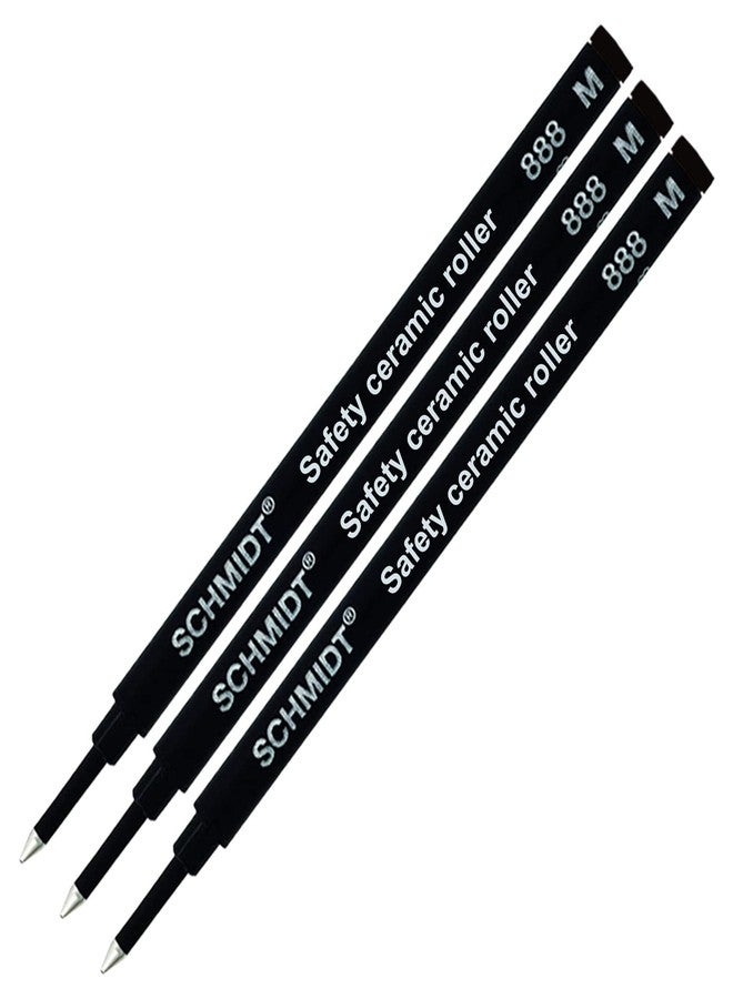 Lanier Pens Pack of 3 - Schmidt 888 M Safety Ceramic Rollerball Refill Black Ink Medium Tip - Image 1