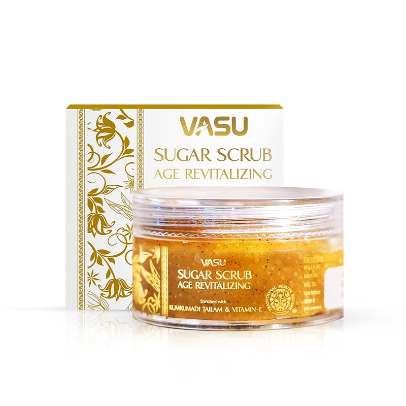 Vasu Kumkumadi Tailam Sugar Scrub  Age Revitalizing  With Vitamin E  Brown Sugar  Face Scrub  For All Skin Type