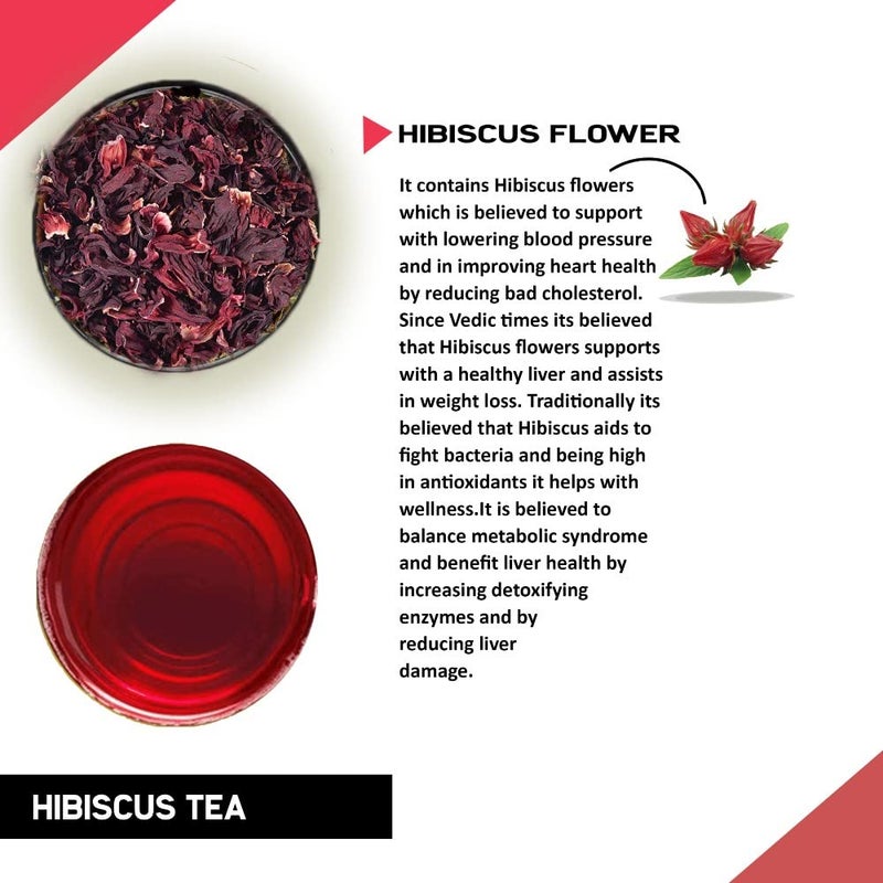 TEACURRY Hibiscus Flower Tea - 100 Gram / 200 Cups | Helps with Iron Deficiency, Liver Health | Hibiscus Loose Leaves | 100% Natural - Image 2