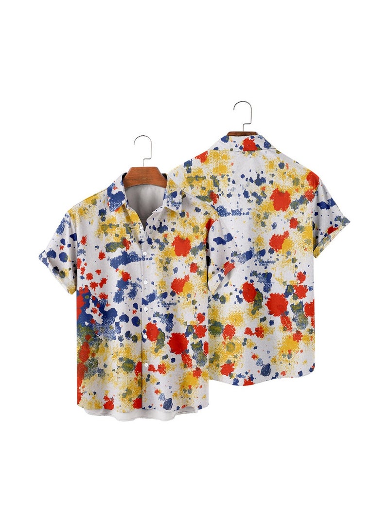 Loquat Short Sleeved European And American Graffiti Art Oversized Digital Printed Shirt - Image 1