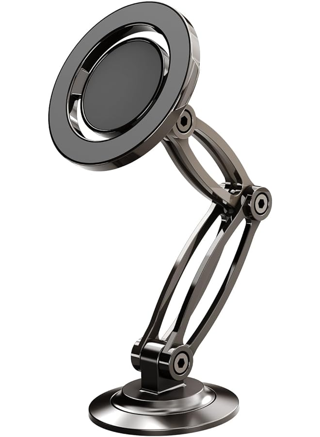 S-TOP for Magnetic Phone Holder for Car with Metal Ring Car Dashboard 360° Rotation Adjustable Double Folding Arms Strong Magnet Stable Car Mount Fit for iPhone 15 Pro Max 14 13 12 All Phones case - Image 1