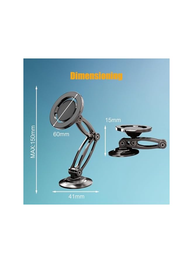 S-TOP for Magnetic Phone Holder for Car with Metal Ring Car Dashboard 360° Rotation Adjustable Double Folding Arms Strong Magnet Stable Car Mount Fit for iPhone 15 Pro Max 14 13 12 All Phones case - Image 5