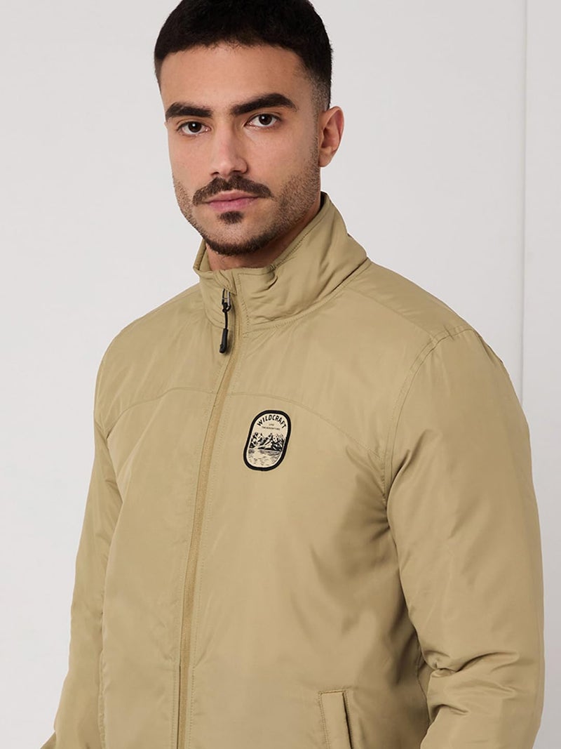 Wildcraft Men Sierra Solid Nylon Blend Collored Casual Quilted Jacket, Full Sleeve - Regular fit, Beige, M - Image 4