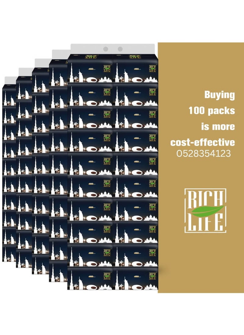 Rich Life - Facial Tissue - Premium Quality 5-Ply - 450 Sheets | 10 Value Packs | Soft, Durable & Moisture Proof | 100% Raw Wood Pulp - Ideal for Wet & Dry | Available in 5 to 100 Packs - Image 1