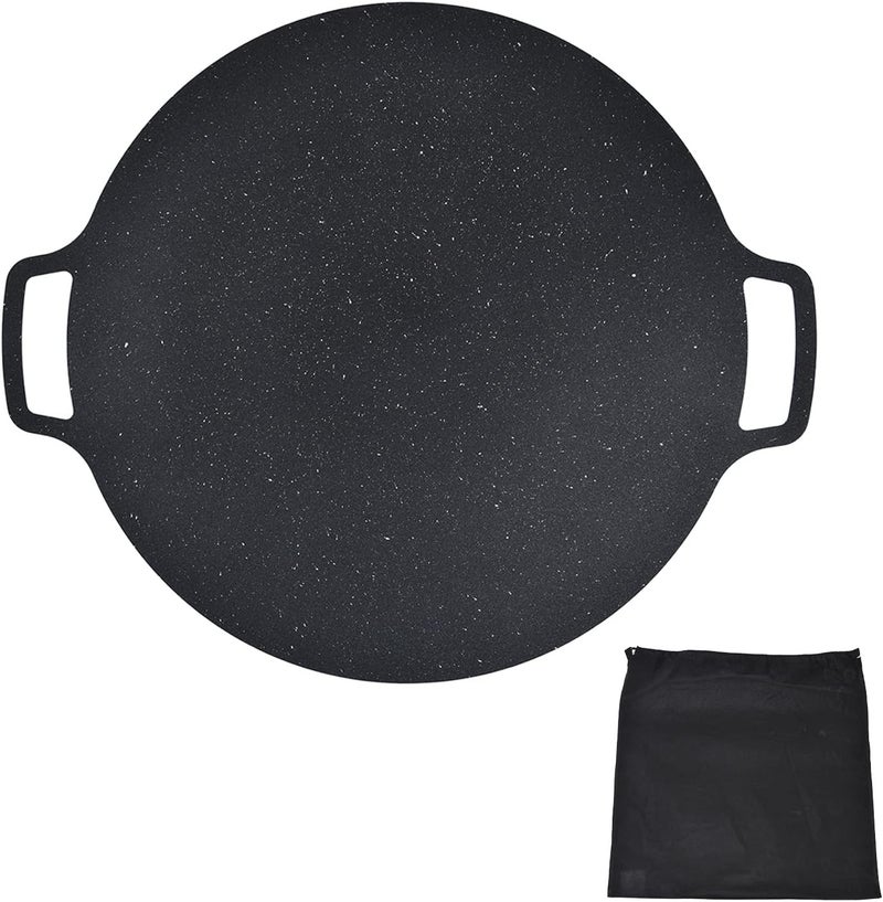 Korean BBQ Grill Cast Iron Pancak Korean BBQ Grill Pan Nonstick Round Grilling Tray for Delicious Belly Pancakes 30cm 11 81in Ideal for Indoor Outdoor Parties (30CM) - Image 1
