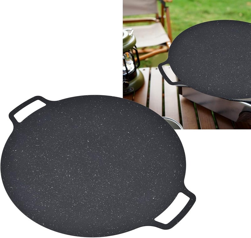 Korean BBQ Grill Cast Iron Pancak Korean BBQ Grill Pan Nonstick Round Grilling Tray for Delicious Belly Pancakes 30cm 11 81in Ideal for Indoor Outdoor Parties (30CM) - Image 4