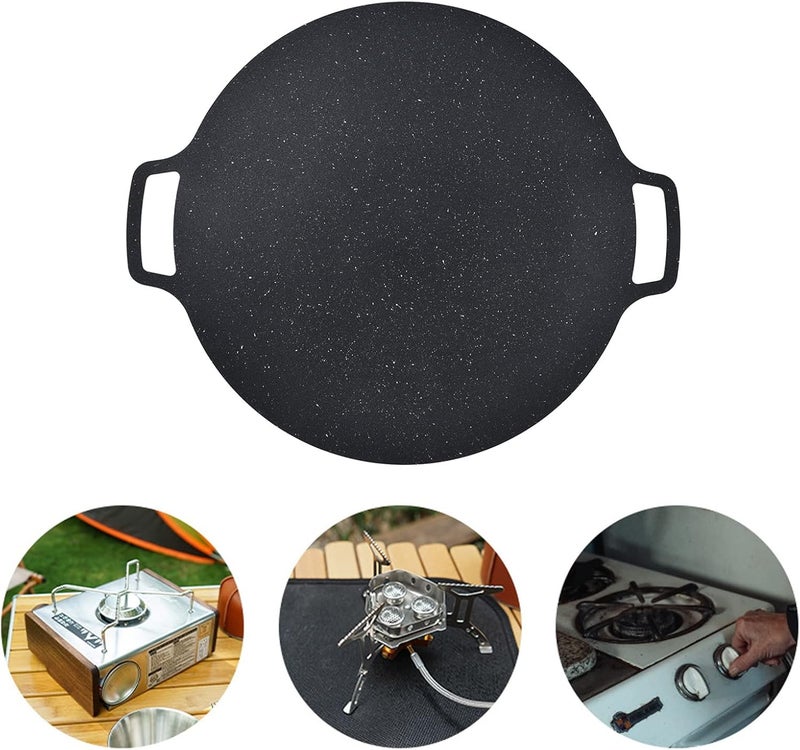 Korean BBQ Grill Cast Iron Pancak Korean BBQ Grill Pan Nonstick Round Grilling Tray for Delicious Belly Pancakes 30cm 11 81in Ideal for Indoor Outdoor Parties (30CM) - Image 2