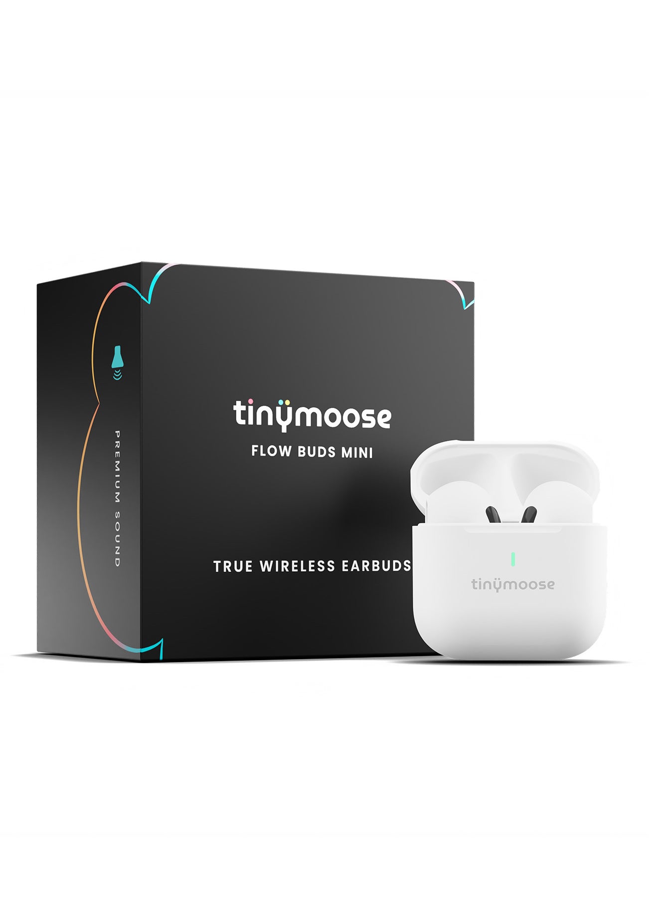 سماعات بلوتوث Tinymoose Flow Mini TWS، بلوتوث 5.3، سماعات لاسلكية مدمجة،  صوت HiFi، اتصال سريع، ميكروفون HD، بطارية 35 ساعة مع علبة حماية سيليكون - تصميم أنيق ومحمول - أبيض 