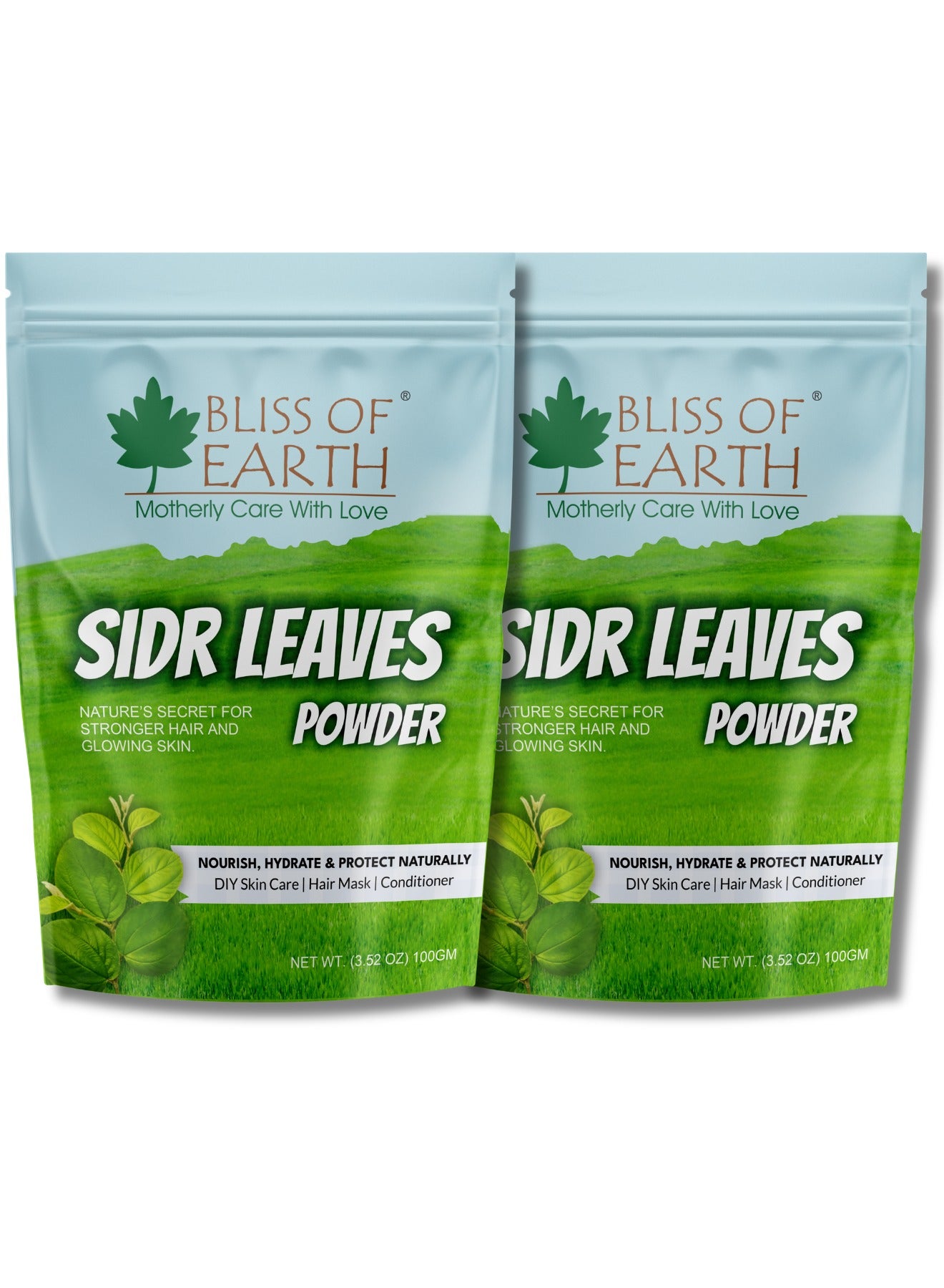 Sidr Powder for Hair and Body 100 Percent Pure Sidr Leaves Powder for Hair Growth Skin and Face Natural Hair Cleanser and Conditioner Pack of 2 x 100g
